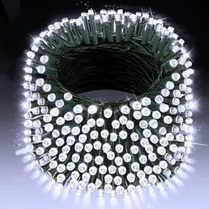 XURISEN 551FT 1400 LED Christmas Lights Outdoor Green Wire String Lights 8 Modes with Timer Memory Waterproof Fairy Light Plug in for Xmas Tree Wedding Yard Party Holiday Decorations(Cool White)