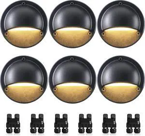 SUNVIE 5W LED Low Voltage Deck Lights, 12-24V Step Lights Outdoor with Fastlock2 Wire Connectors, Low Voltage Landscape Lighting 3000K Warm White Deck Stair Light Waterproof for Fence Post, 6 Pack