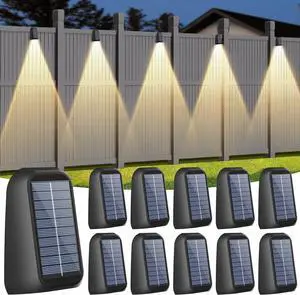 artcool 10 Pack Brighter Solar Fence Lights,Fence Lights Solar Powered,Deck Solar Lights Outdoor Waterproof,Dusk to Dawn Step Lights for Fence/Wall/Step/Patio/Garage/Yard