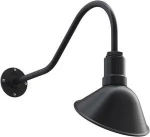 Steel Lighting Co. Venice Store Sign Light | for Outdoor Restaurant Accent Wall | 9 inch Dome | 23 inch Gooseneck | Made in America | Matte Black Exterior/White Interior