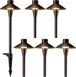 LEONLITE Update 5CCT Low Voltage Pathway Lights, 12-24V LED Landscape Path Light, 1800/2700/3000/4000/5000K, CRI90, IP65 Waterproof Landscape Lighting, Aluminum Housing, Oil Rubbed Bronze, Pack of 6