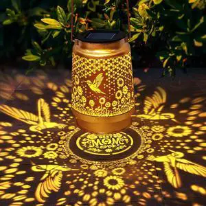 TEDOF Hummingbird Solar Lanterns Outdoor Waterproof,Metal Garden Decor with Sheep Hook for Yard Backyard Porch Landscape,Mothers Day Gifts for Mom Woman Grandma