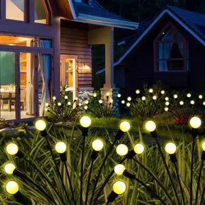 Solar Garden Lights Outdoor, 4 Pack 40 LED Solar Firefly Lights Waterproof, Sway by Wind, Swaying Light for Yard Patio Backyard Garden Planter Flower Bed Pathway Outdoor Decoration (Warm White)