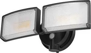 30W 3000 Lumen LED Dual-Head Flood Light Outdoor, Metal Exterior Metal Security Lights, 3000K/5000K Light, IP65 Waterproof Wall/Eave Mount Flood Light for Garage, Patio, Yard (Black)