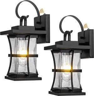Dusk to Dawn Outdoor Wall Light Fixtures - 2 Packs Exterior Waterproof Outdoor Lighting, Porch Sconces Wall Mounted Lighting, Anti-rust Modern Matte Black Outside Lantern for Patio Front Door Entryway
