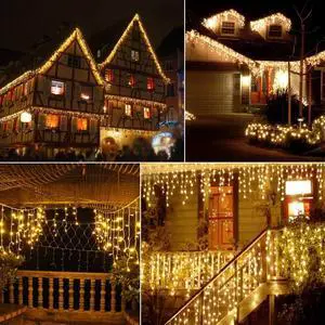 Brightown Icicle Lights for Outside, 40 FT 432 LED Icicle Christmas Lights Outdoor with 81 Drops, 8 Modes, Connectable String Light with Remote, Timer, Waterproof Christmas Light for House, Warm White