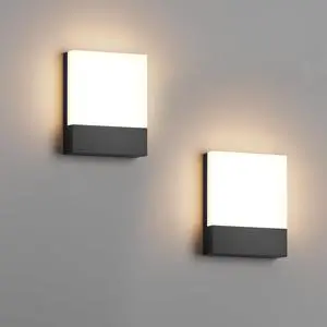 2-Pack Modern Outdoor LED Wall Light,24W 3000K Wall Porch&Patio Light,IP65 Led Exterior Wall Lights Fixtures,Low Profile Wall Sconce for House Yard Garage Walkway Garden(Black)