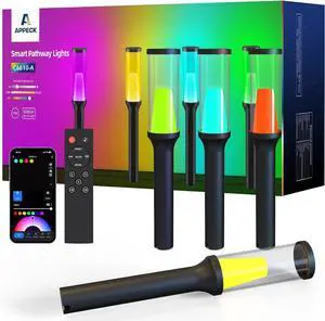 Pathway Lights Outdoor 800LM, RGBCW Low Voltage Landscape Lighting, Smart APP and Alexa Control, IP65 Waterproof, Color Changing Walkway Lights for Garden, Yard, Patio, Christmas, 4 Pack