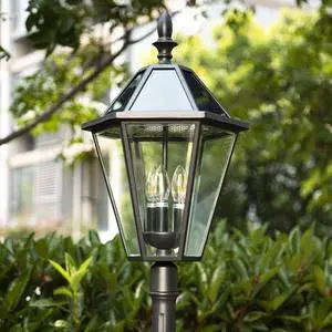 LUTEC London 12513LE4-SL LED Post Solar Light Outdoor Vintage Street Lights for Lawn Patio Yard Pathway Garden