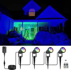 VOLISUN Halloween Spotlights Low Voltage Landscape ligths with Transformer Halloween Outdoor Uplights,16 Color Changing Waterproof Pathway Lights for House Indoors/Yard/Path/Garden(4 Pack)