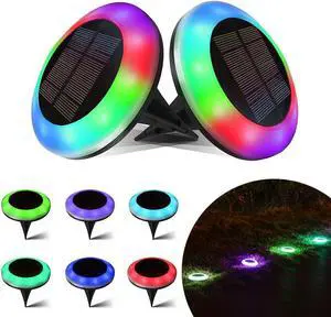 8 Pack 20 Lumens Colorized Solar Ground Lights,Solar Pool Lights with Mutiple Color Functions for Pool Area, Pathway, Patio, Yard, Path, Lawn and Garden