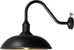 21 Inch Large Dusk to Dawn Barn Light, Farmhouse Gooseneck Exterior Light Fixture, Vintage Black Outdoor Barn Light, Gooseneck Light Fixtures for Garage