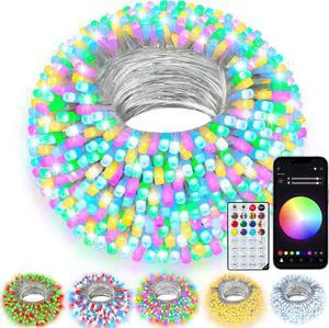echosari Smart String Lights, 200 LED 66Ft Color Changing Fairy Light with App, Music Sync RGB Built in Chip for Bedroom Party Decoration (Clear Wire)