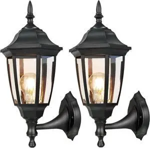 FUDESY Outdoor Wall Porch Lights, Exterior Waterproof Wall Sconce Light Fixture, Black Plastic Wall Lantern Wall Mount Lighting for Front Door, Garage, Patio, FDS341B2 (Bulb Included)