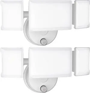 Olafus 2 Pack 60W Flood Lights Dusk to Dawn Outdoor Lighting, IP65 Waterproof LED Security Light with Photocell, 6000LM Dusk Dawn Outside Light, 6500K Exterior Floodlight for Yard Garden White