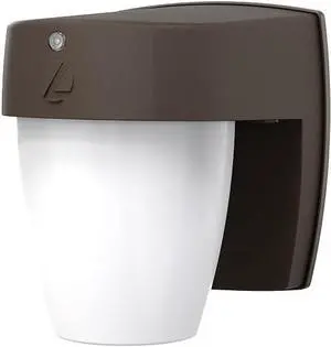 Lithonia Lighting LED Wall Pack Outdoor Light Fixture, Wall Sconce for Doorways and Garages, 3-in-1 Switchable White Light, 3 Diffuser Options, Dusk to Dawn Photocell, 120V, Bronze