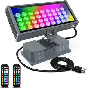 LED Wall Washer Flood Lights with RF Remote, 144W RGBW Color Changing Wash Lighting Waterproof Heavy-duty LED Wall Washing Light for Outdoor & Indoor Lighting Projects, Hotels, Church, Building, House
