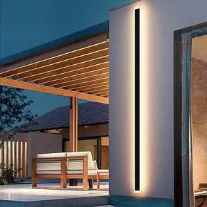 Aipsun Porch Wall Lights 78.7 inch Long Strip Modern Outdoor Wall Light Fixture 1 Pack, 55W Black Wall Mount Lighting Sconce Exterior Lights Wall Sconce 3000K for House Living Room Corridor