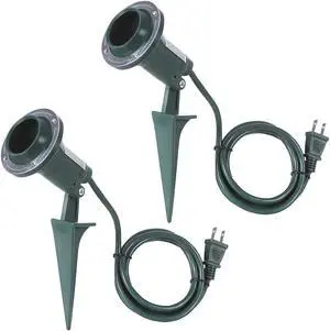 Outdoor Spotlight with Ground Stake, Durable Floodlight Fixture, Weather Resistant, Heavy Duty for Yard, Flag, Holiday Decor, 120V, 6FT Power Cord, PAR38 Bulb Base, ETL Listed, 2Pack