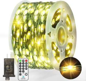 400 LED Fairy Lights 131 FT Green Wire LED String Lights 8 Modes Timer Twinkle Fairy Lights Plug in Waterproof for Xmas Yard Tree Patio Wedding Holiday Party DIY Decorations(Warm White)