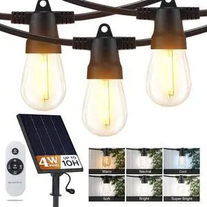 Brightech Ambience Pro 27-Ft Solar String Lights for Outside - Super Bright Remote Control Color Adjustable Outdoor String Light - Commercial Grade String, Waterproof LED for Patios, Camping, 12 Bulbs