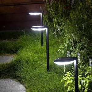 kinna Outdoor Solar Path Lights Waterproof Landscape Pathway Light with 6 White LEDs Garden Lighting Decorative for Patio Driveway Backyard (Black-4 Pack)