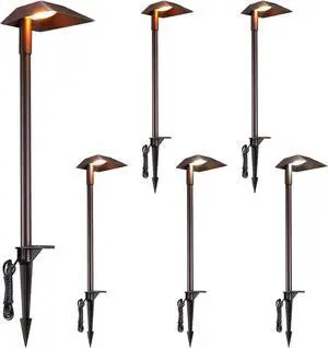 LEONLITE 5CCT Anti-Glare Low Voltage Pathway Lights, 5W Wired 12-24V LED Landscape Path Lights Aluminum IP65 Outdoor Landscape Lighting for Walkway Yard, 1800K/2700K/3000K/4000K/5000K, ETL, Pack of 6