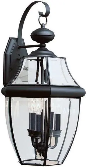 Generation Lighting 8040-12 Lancaster Traditional Three - Light Outdoor Wall Lantern Outside Fixture, Black Finish