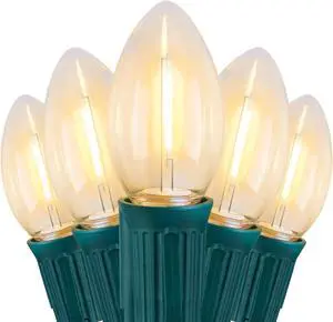 Vintage C9 LED Christmas Lights Outdoor, 100 Feet C9 String Lights with 50 Shatterproof C9 Bulbs, Waterproof Connectable Christmas Tree Lights for Outside Roofline Patio Xmas Decorations, Warm White