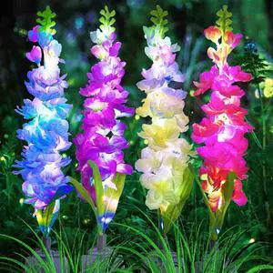 Solar Garden Lights, 6 Pack 20 LEDs Solar Delphinium Flowers Lights Gifts for Mom Grandma Women, Waterproof Solar Outdoor Lights Two Lighting Modes for Wedding Garden Yard Patio Decor