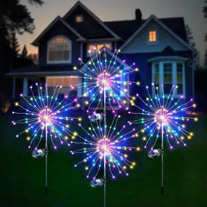 Anordsem Solar Lights Outdoor Waterproof: Garden Light Powered for Yard Outside Decorations -Fireworks Lamp Led for Patio Flower Bed Decor 4 Pack-Sparklers Fairy Colorful Gifts for Women Wife Party