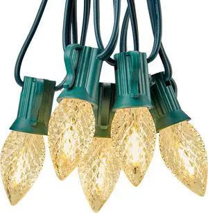 C7 LED Warm White Christmas Lights Outdoor, 100FT String with 100 Plastic Bulbs, Traditional Hanging Holiday Lights for Christmas Tree, Patio, Fence, Roofline Xmas Decorations