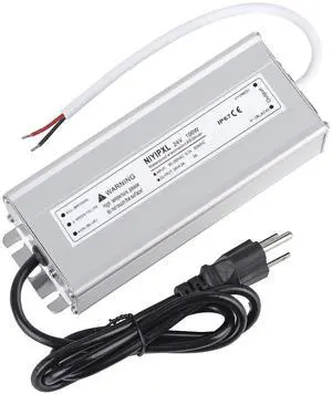 LED Driver 100 Watts 24V DC Low Voltage Transformer Waterproof IP67 LED Power Supply, Adapter with 3-Prong Plug 3.3 Feet Cable for Any 24V DC led Lights, Computer Project, Outdoor Light
