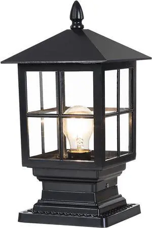 SLAWA Outdoor Post Light Fixture, Modern Outdoor Column Lights IP54 Waterproof Aluminum Pillar Lights Outdoor Lighting for Yard Garden Patio Path, with Clear Glass Shade