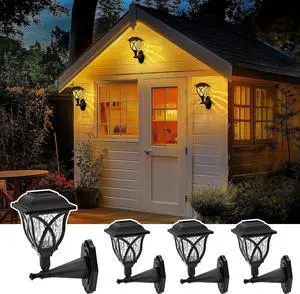 Solar Wall Lantern Outdoor Playhouse Light, Waterproof Decorative Solar Powered for Playground, Storage Shed, Dog House, Garden Wall, Fence, Patio, Backyard (4 Pack)
