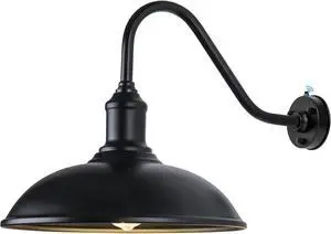 Dusk to Dawn Exterior Farmhouse Lighting 18" Diameter Barn Light Fixture for House with Anti-ponding Bottom, Barn Gooseneck Lighting for Garage Patio Porch (18" Diameter, 1 PC)