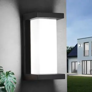 tewei 1 Pack Modern LED Outdoor Wall Lights, Front Porch Lights Outdoor Light Sconce Wall Mount, 18W Black Exterior Wall Lights IP65 Waterproof Outside Light for House Entrance Garage,6000K Cold White