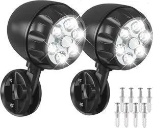 YoungPower Battery Operated Motion Outdoor Lights, 6 LEDs 800 Lumen Bright Battery Powered Wall Mount Light Night Activation Security Spotlight for Outdoor Porch, Corridor, Trash, Stairs (2 Pack)