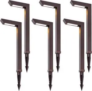 Energetic 3CCT Low Voltage Landscape Lights, 5W 200LM IP65 Waterproof LED Pathway Lights, 50000 Hrs, Outdoor Landscape Lighting, Square Modern Side Lit, Die-cast Aluminum Housing, ETL Listed, 6 Pack