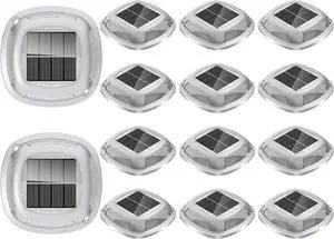 btfarm 14 Pack Solar Dock Lights, 2 Color Modes LED Driveway Solar Lights Outdoor, IP67 Waterproof Driveway Marker Deck Light for Warning Step Sidewalk Pathway Deck Garden Stair Yard, Warm/Cool White