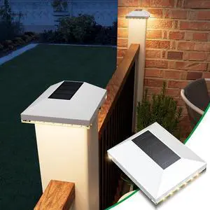 Solar Post Cap Lights Outdoor 8pack - Waterproof Solar Fence Post Lights Fit 4x4 Wooden/Vinyl Posts, White Solar Deck Post Lights Emit Warm White For Outside, Deck Fence/Backyard/Stair Railing/Porch