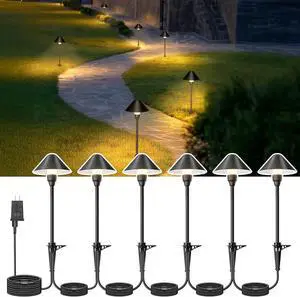 Low Voltage Pathway Lights with Timer, 4H/6H/8H Auto On/Off Low Voltage Landscape Lighting 3000K Waterproof Landscape Path Lights for Flower Bed Backyard Walkway Driveway, Set of 6