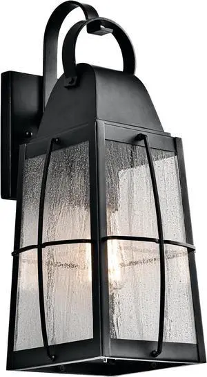 Kichler Tolerand 17.75"" Outdoor Wall Light in Textured Black, 1-Light Exterior Wall Sconce Porch Light with Clear Seeded Glass, (17.75" H x 7.75" W), 49553BKT Kichler Tolerand 17.75"" Outdoor Wall Light in Textured Black, 1-Light Exterior Wall Sconce Porch Light with Clear Seeded Glass, (17.75" H x 7.75" W), 49553BKT
