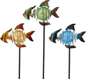 Outdoor Garden Solar Lights,Fish Outdoor Figurine Lights with Stakes,Waterproof Decorative Solar Decor for Patio,Yard,Lawn,Garden Stakes Decorative Present for Mom