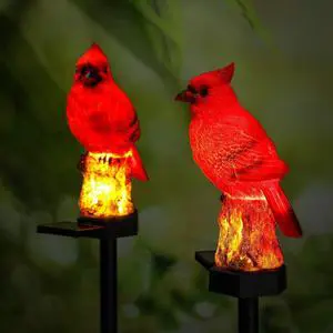 Cardinal Solar Lights Cardinal Outdoor Decor Red Bird Solar Light Bird Figurine Garden Stake for Pathway Garden Lawn Yard Gifts for Mothers Day Cemetery Decoration