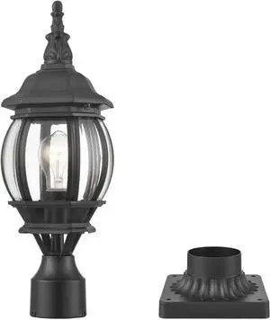 HOLKIRT Outdoor Post Light,Vintage Lamp Post Light Fixture,Waterproof Exterior Post Lantern with Pier Mount Base for Pathway Garden Post Pole Mount,Matte Black