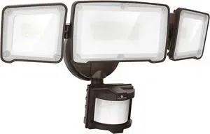 GLORIOUS-LITE LED Security Lights Motion Sensor Outdoor Lights, 35W 3500LM Hardwired Led Flood Light Outdoor with 3 Adjustable Head, 5500K, IP65 Waterproof for Porch Garage Yard (Not Solar, Brown)