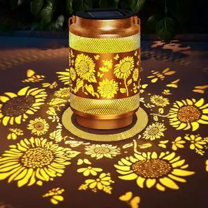 Sunflower Solar Lanterns Outdoor Waterproof Hanging Solar Lights Garden Decor,Sunflower Birthday Gifts for Women Mom,Garden Decorative Lantern for Backyard Porch Patio Table Yard Lawn