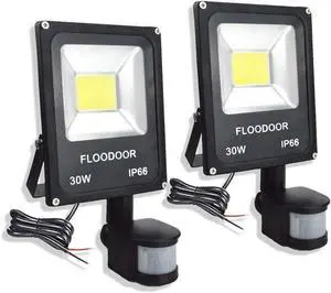30W LED Motion Sensor Light Outdoor Waterproof Flood Light 12-24V AC/DC Super Bright Security Light, 6000K, 2700LM, Daylight White, 150W Bulb Equivalent, PIR Sensor Light (2 Pack)