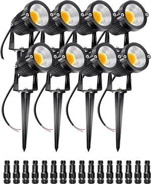 5W Low Voltage Landscape Lights Outdoor 12V AC/DC LED Landscape Lighting 3000K Warm White Waterproof Garden Spotlights 500LM COB Landscape Pathway Lights for Yard,Tree (8Pack with Connectors)